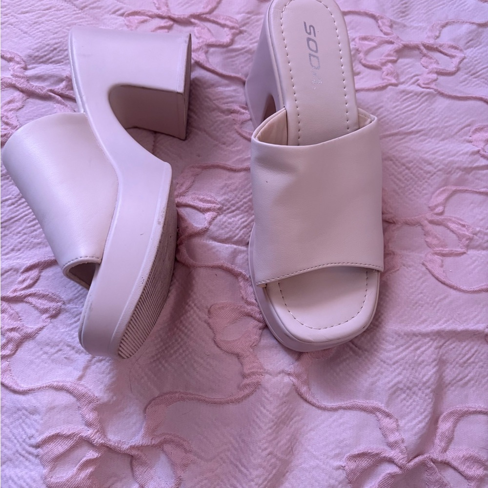 Elegant Cream Platform Mules
